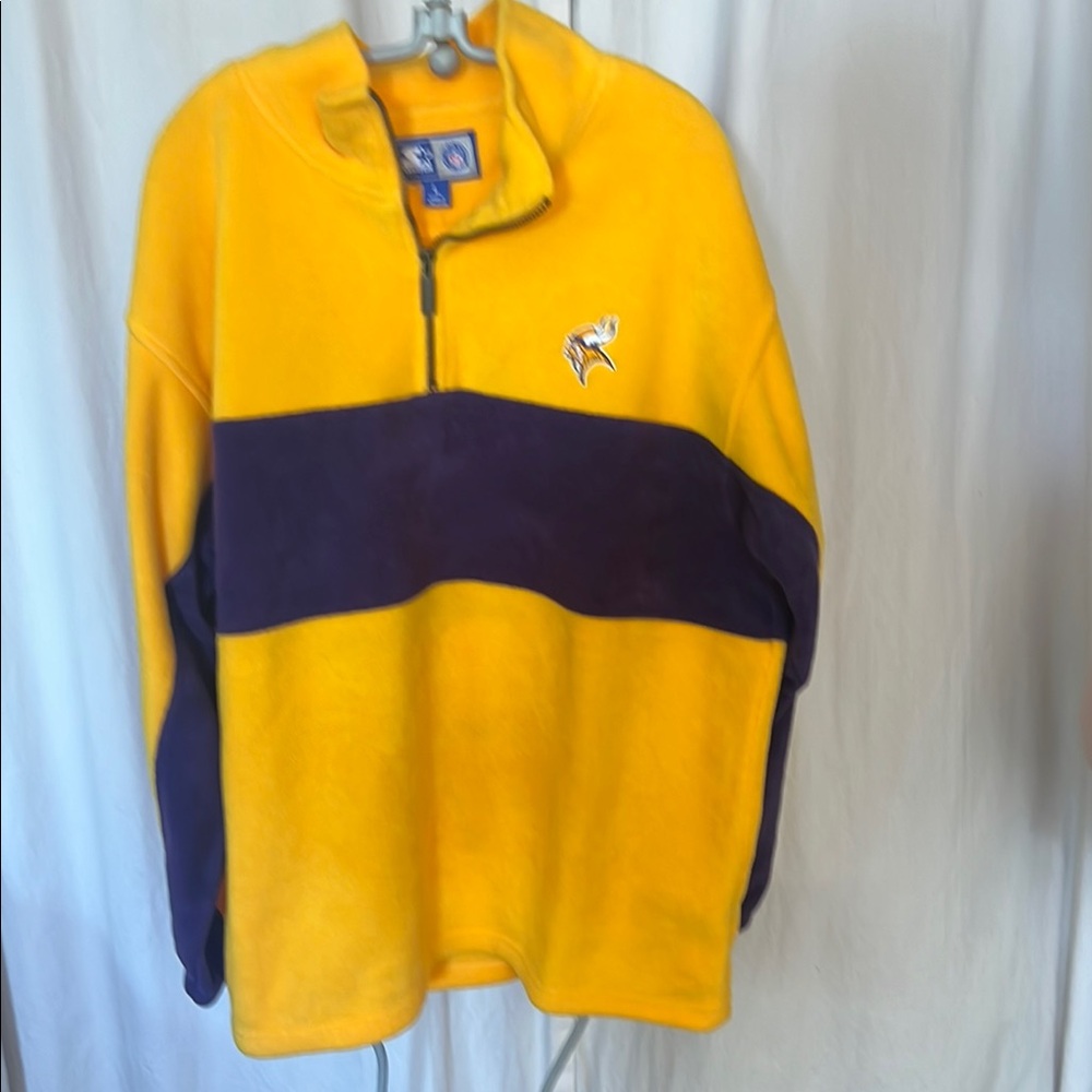 Minnesota Vikings Football STARTER Yellow and Purple fleece pullover NFL
